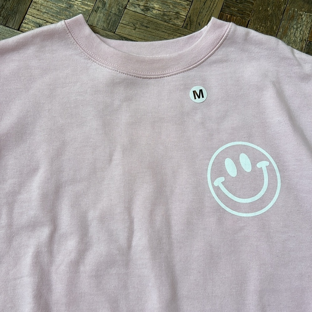 Girl Tribe Teacher Pink Crewneck Happy Face Sweatshirt Size Medium